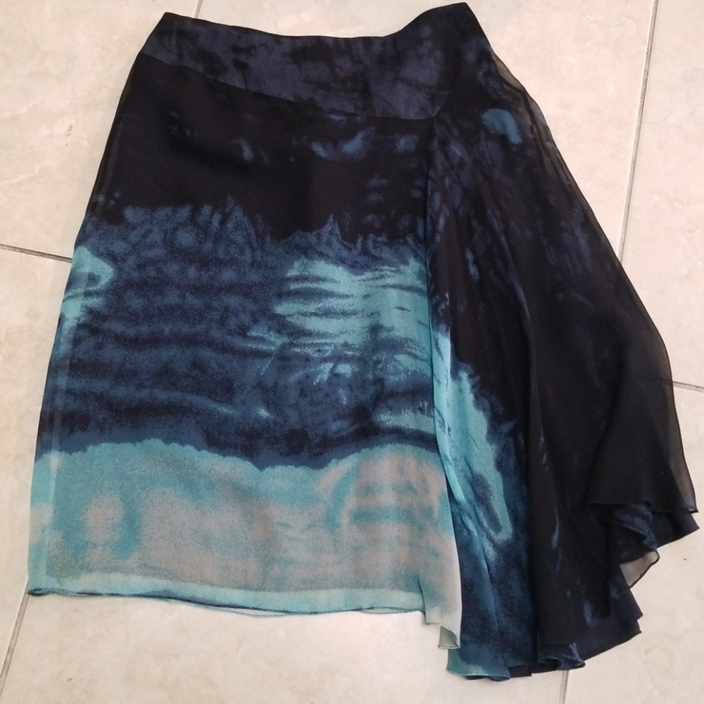 Silk Chiffon Skirt with Ocean Print